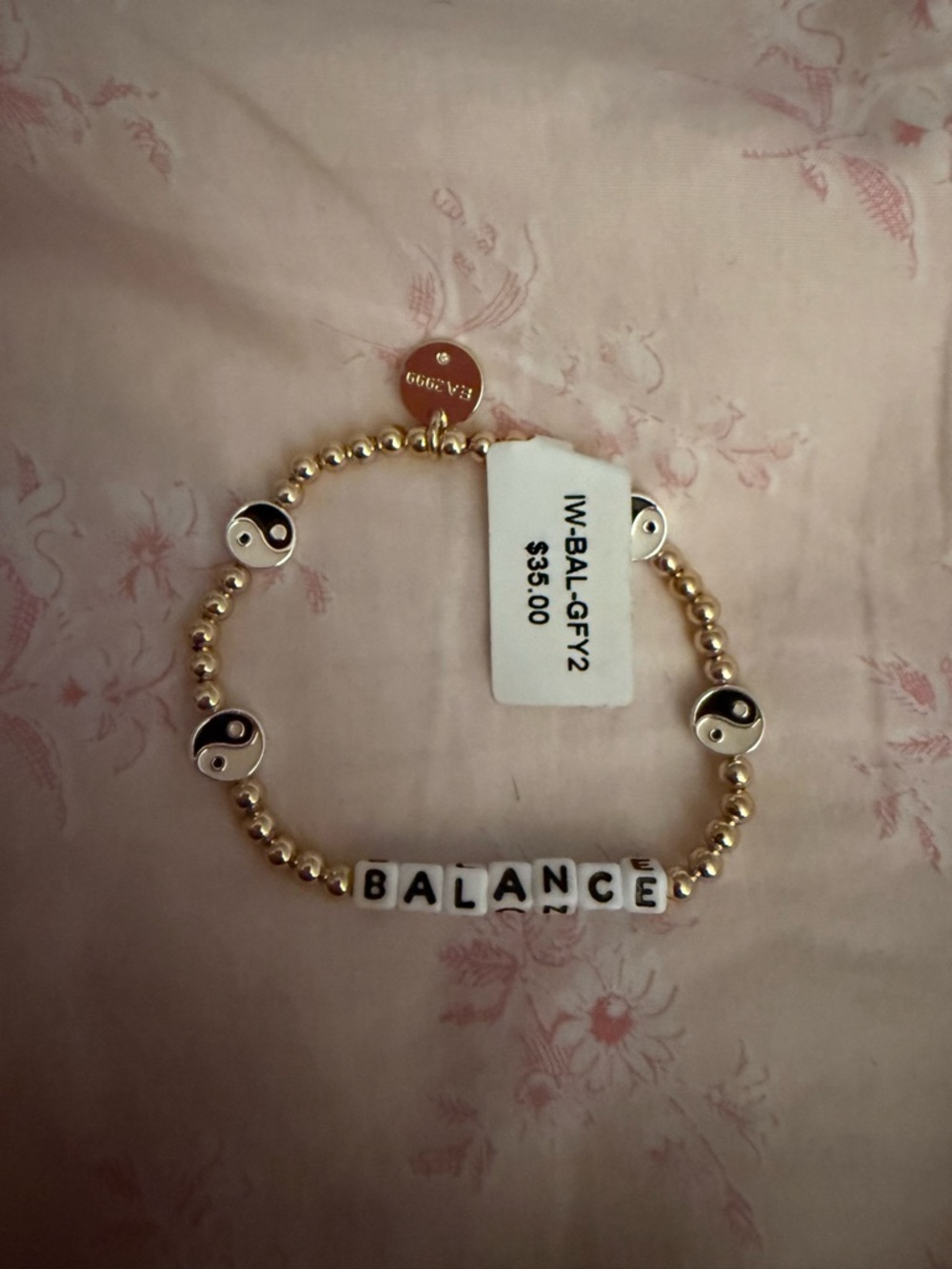 Gold-Tone 'Balance' Beaded Bracelet with Yin Yang Charms